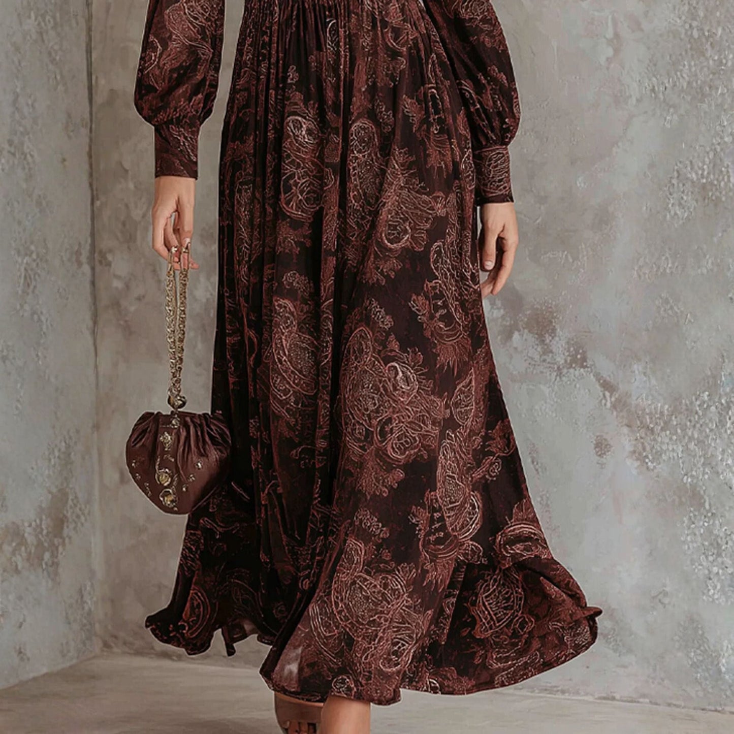 Avora Lyon | Robe midi à imprimé paisley