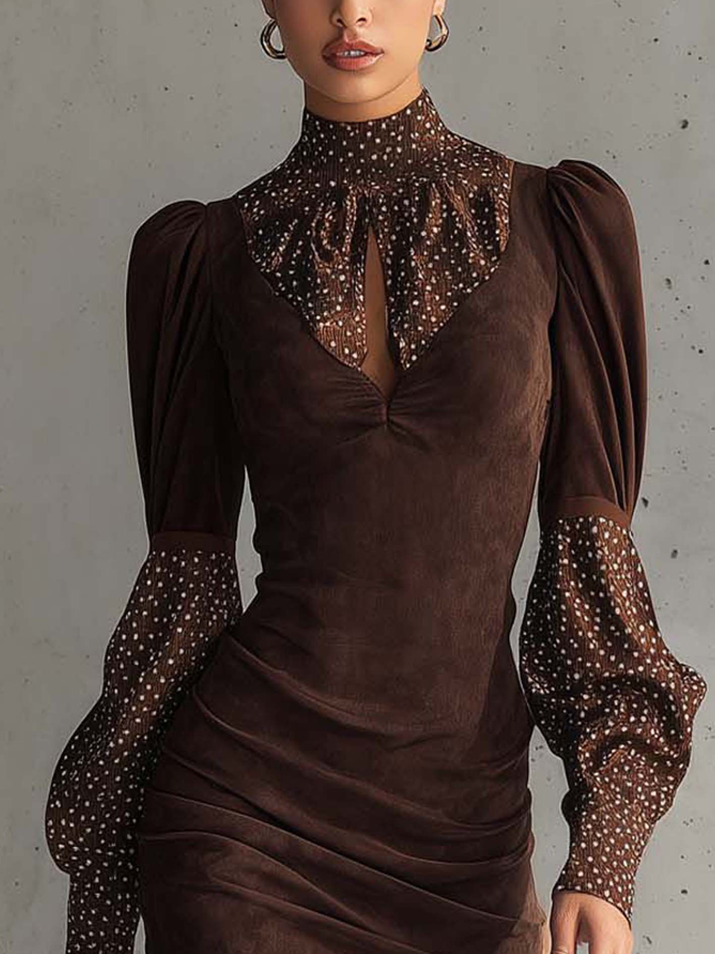 Avora Lyon | Robe en suédine et satin à pois