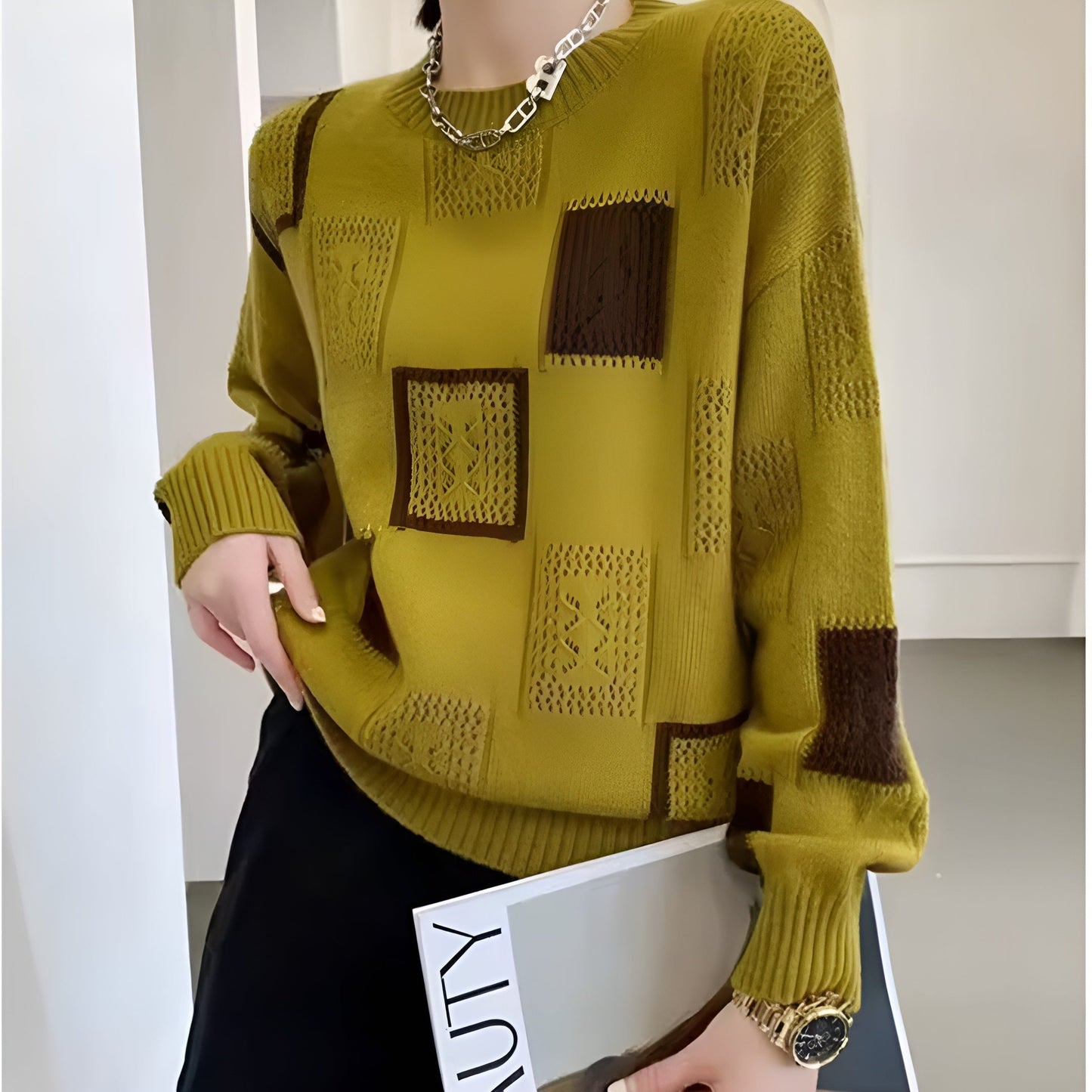 Avora Lyon | Pull Élégant à Motifs Géométriques Ajourés