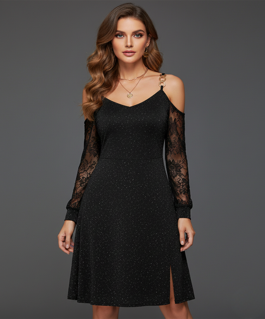 Avora Lyon | Robe À Bretelles Avec Empiècement En Tulle Manches Longues