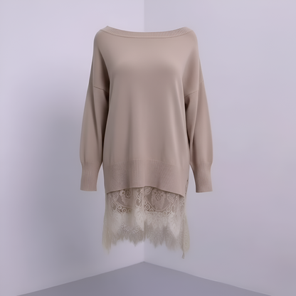 Avora Lyon | Sweatshirt avec détails en dentelle et fente