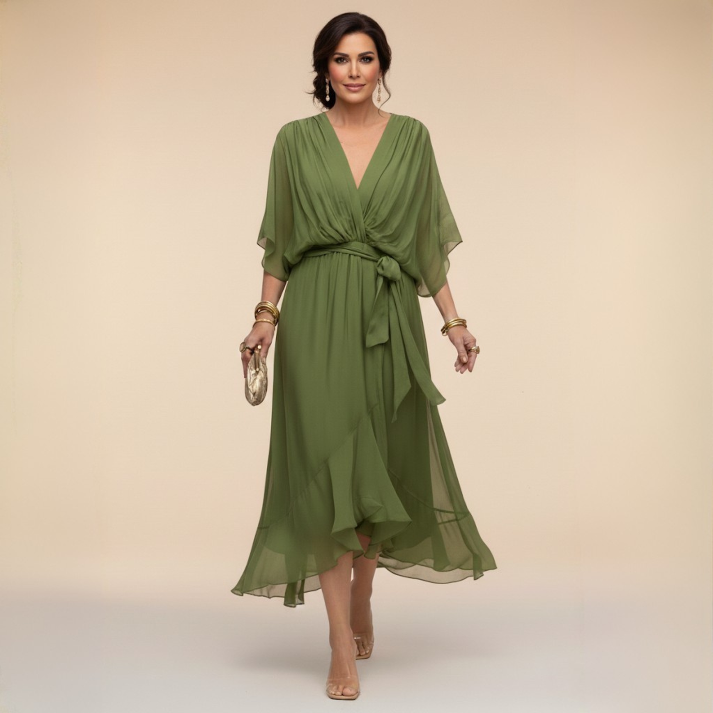 Avora Lyon | Robe en chiffon à décolleté V