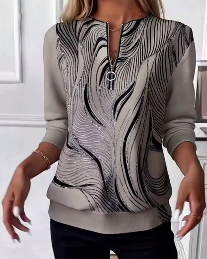 Avora Lyon | Sweat-shirt décontracté imprimé zippé