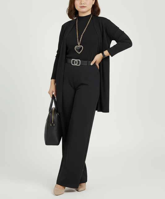 Avora Lyon | Ensemble 3 pièces femme — cardigan long, haut et pantalon