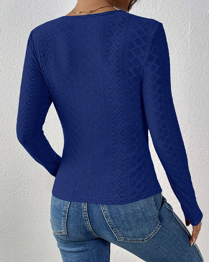 Avora Lyon | Haut À Manches Longues Col V Panneau En Dentelle