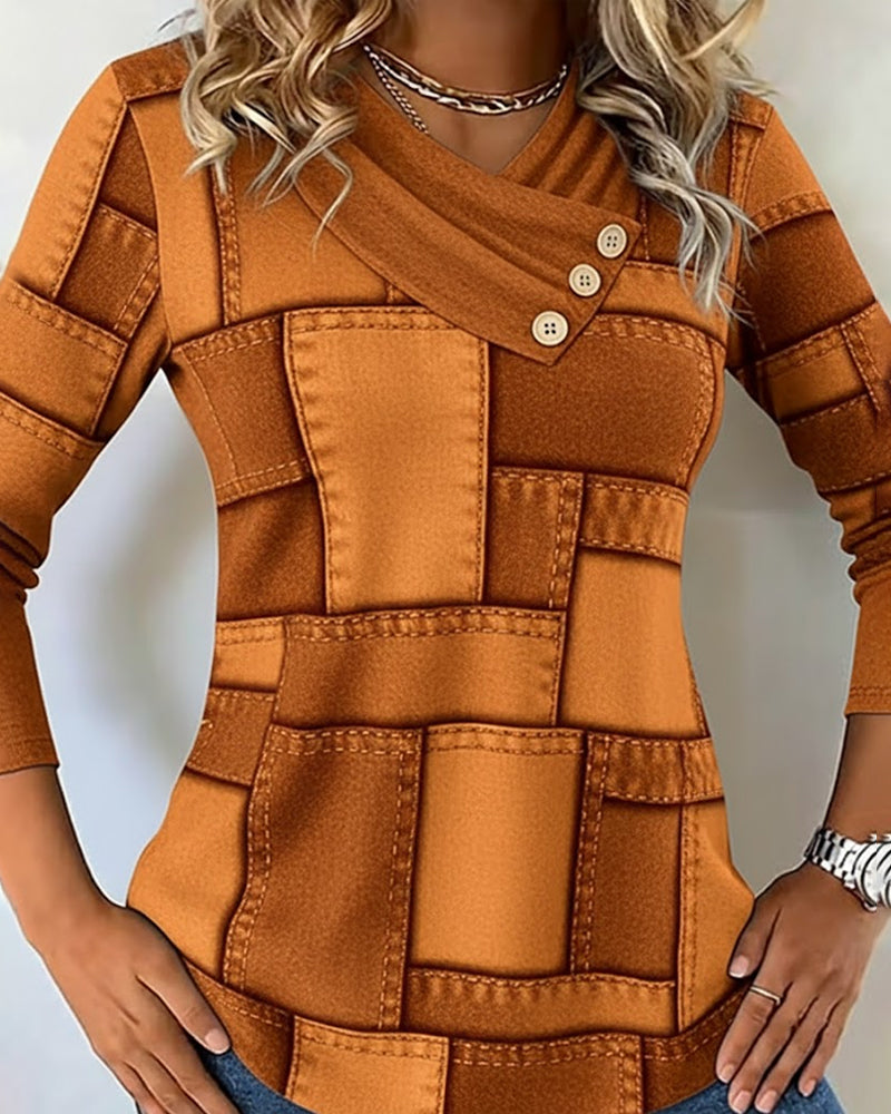 Avora Lyon | Haut À Manches Longues À Col V Avec Contraste Uni