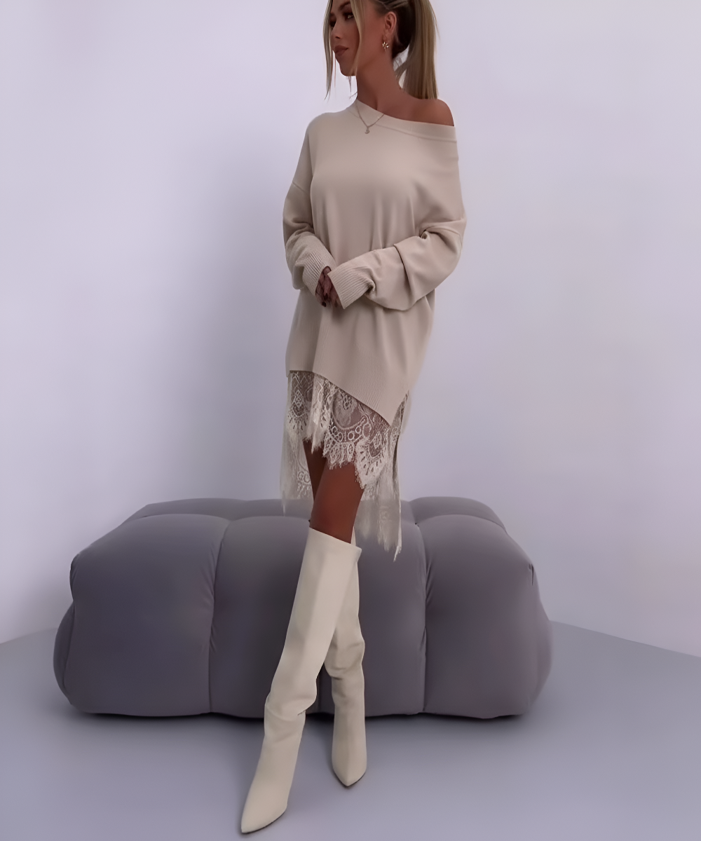 Avora Lyon | Sweatshirt avec détails en dentelle et fente