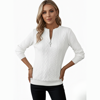 Avora Lyon | Pull femme en tricot torsadé avec col zippé