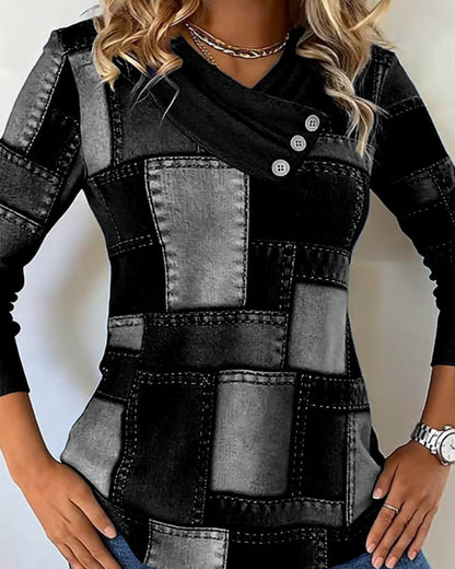 Avora Lyon | Haut À Manches Longues À Col V Avec Contraste Uni