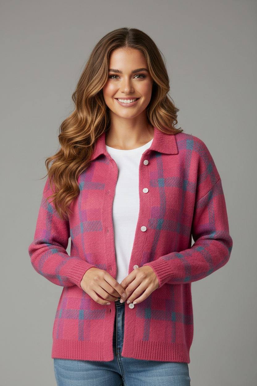 Avora Lyon | Cardigan Doux à Carreaux