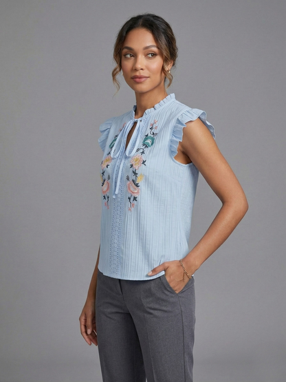 Avora Lyon | Blouse brodée sans manches