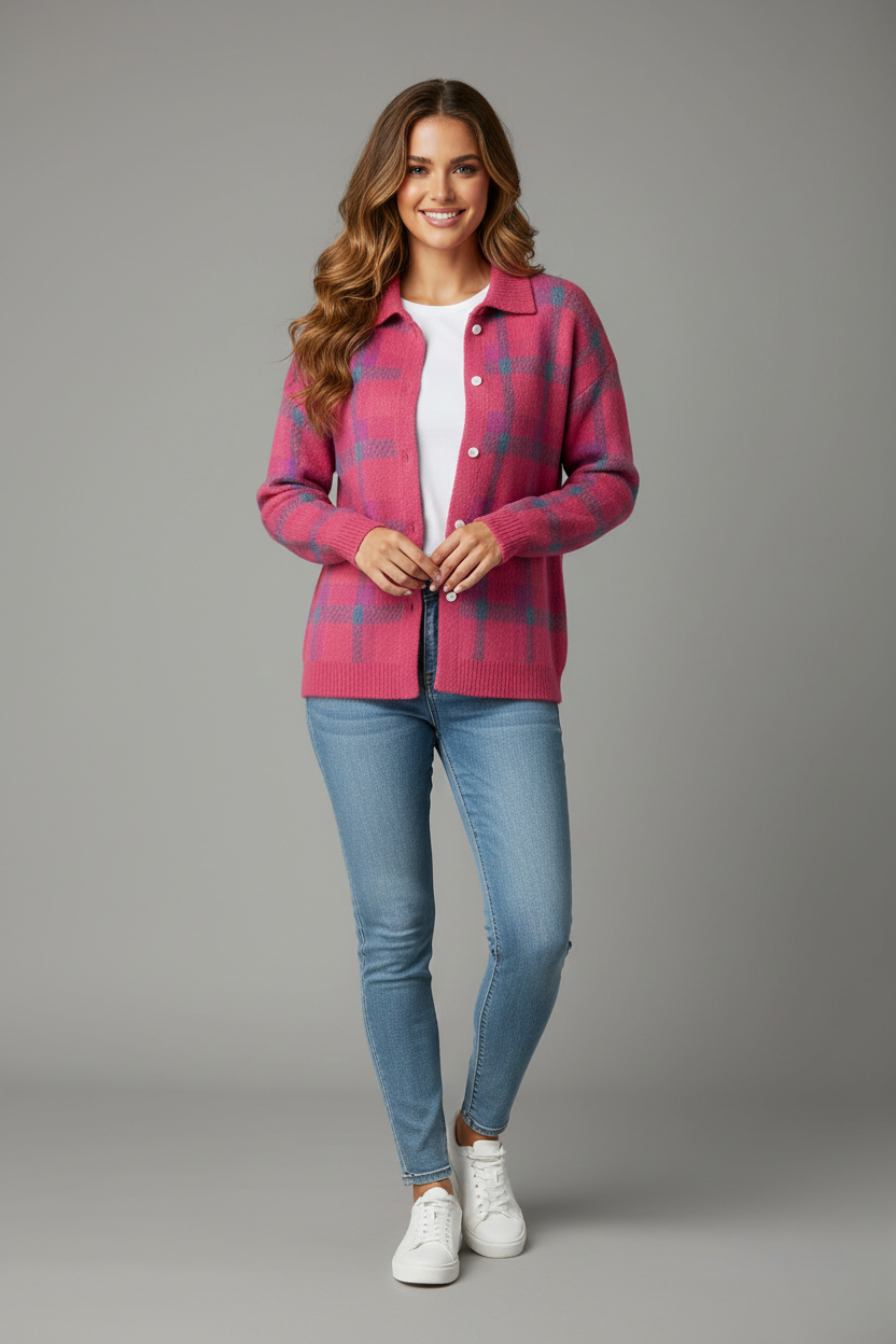 Avora Lyon | Cardigan Doux à Carreaux