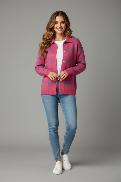 Avora Lyon | Cardigan Doux à Carreaux