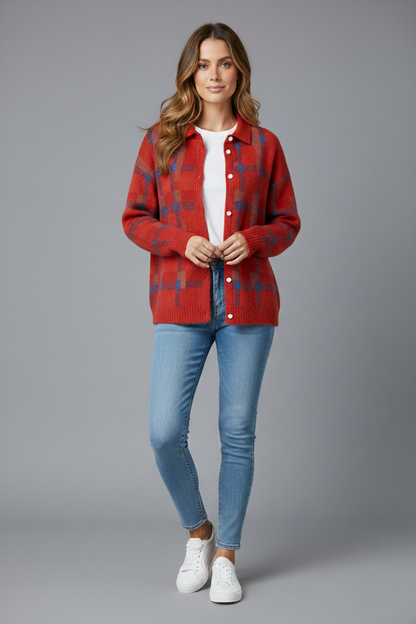 Avora Lyon | Cardigan Doux à Carreaux