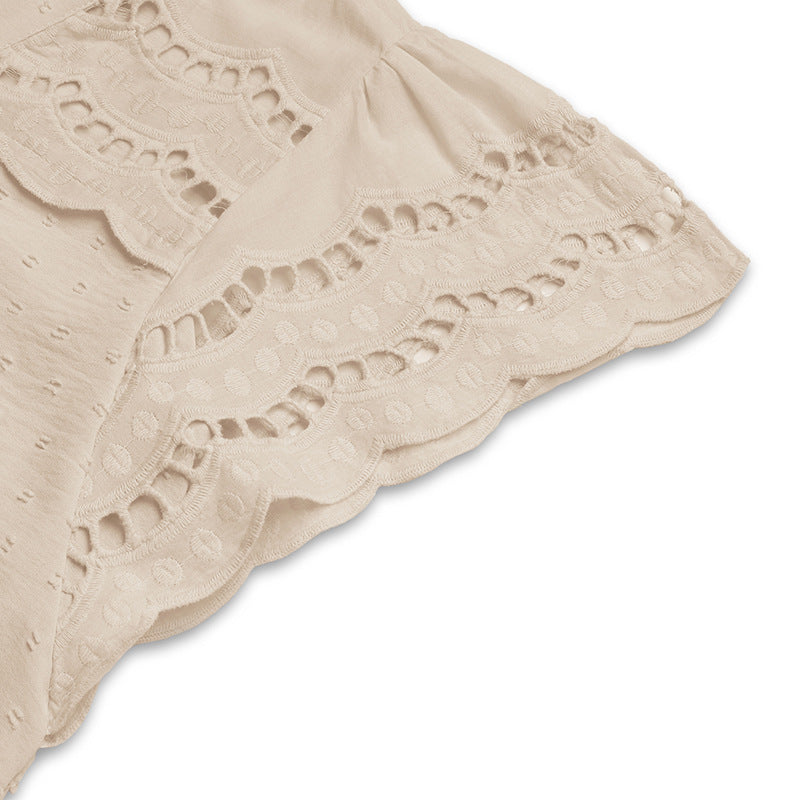 Avora Lyon | Haut à manches volantées en patchwork de dentelle