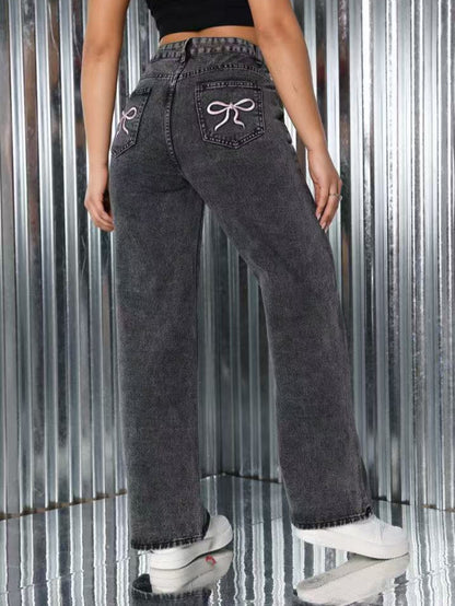 Avora Lyon | Jean ample avec broderie nœud