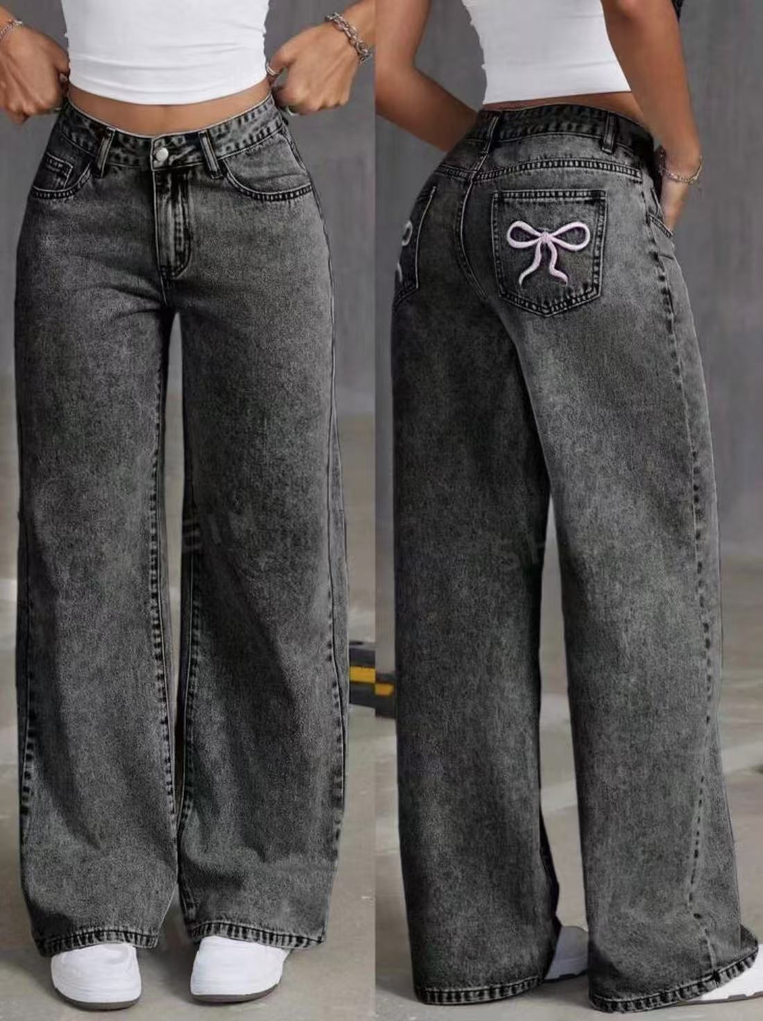 Avora Lyon | Jean ample avec broderie nœud