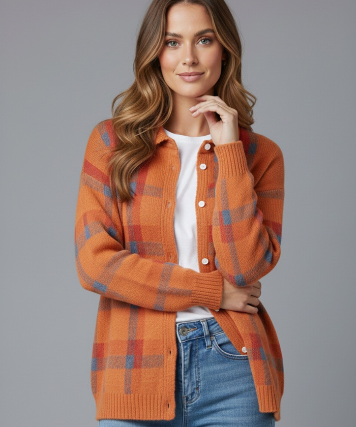 Avora Lyon | Cardigan Doux à Carreaux