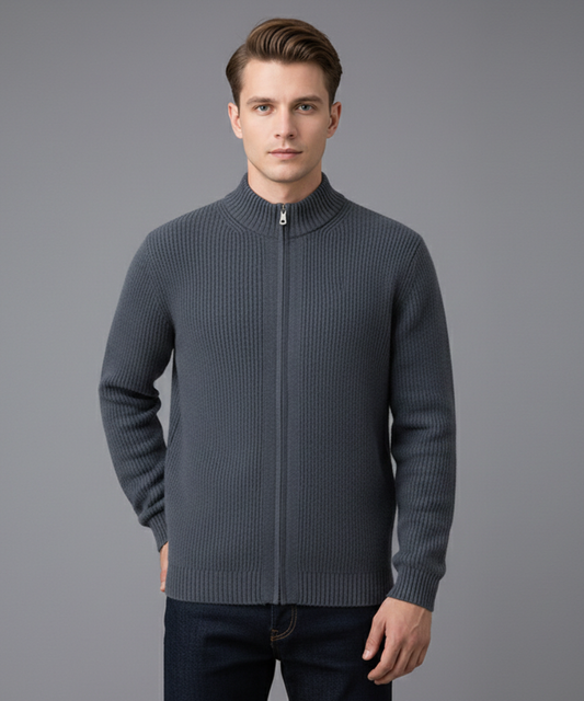 Avora Lyon | Gilet décontracté en cachemire tricoté avec fermeture éclair