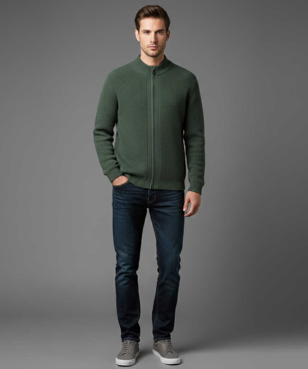 Avora Lyon | Gilet décontracté en cachemire tricoté avec fermeture éclair