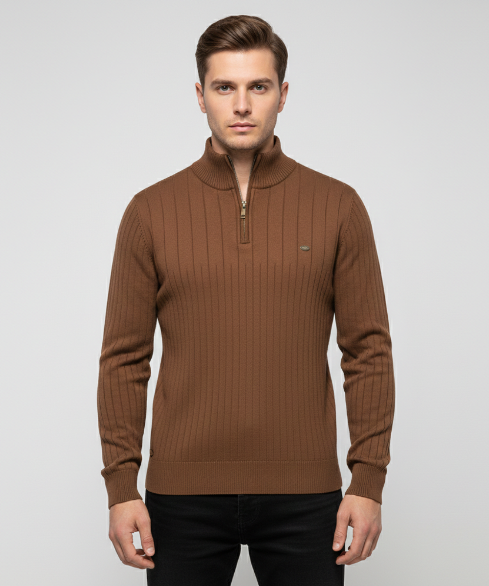 Avora Lyon | Pull homme à col montant et demi-zip