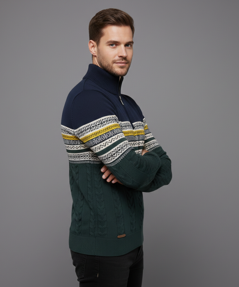 Avora Lyon | Pull Nordic Heritage à Demi-Zip