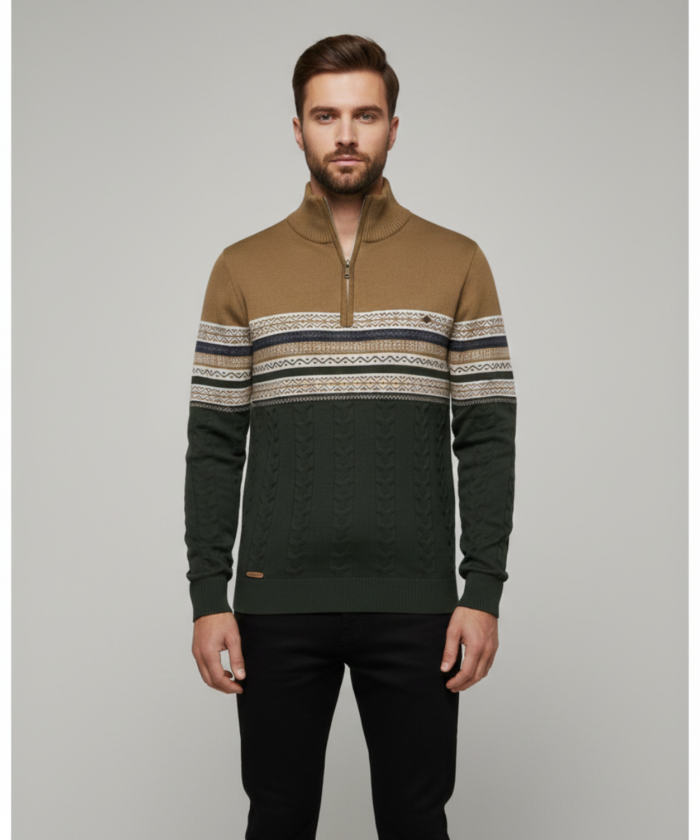 Avora Lyon | Pull Nordic Heritage à Demi-Zip