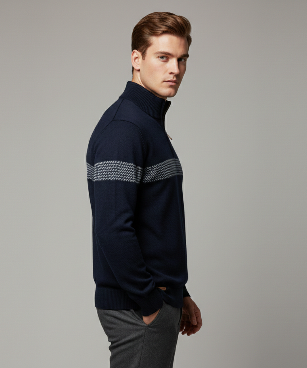 Avora Lyon | Pull zippé pour homme avec détails à rayures