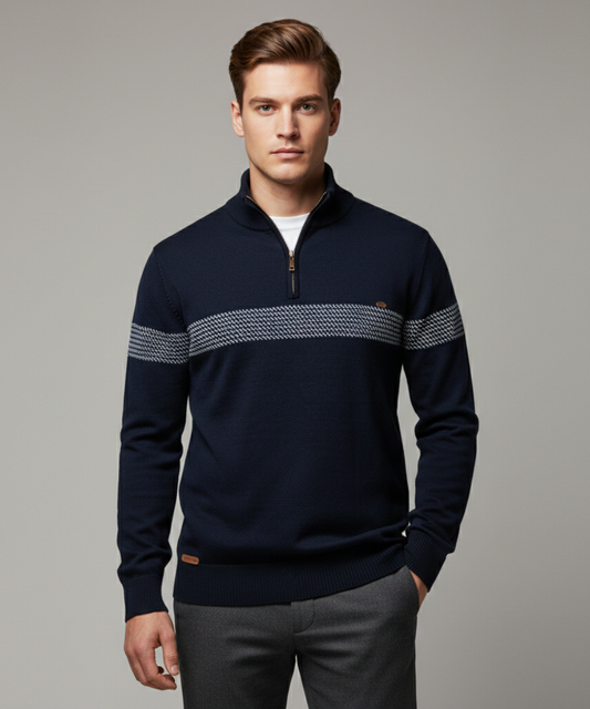 Avora Lyon | Pull zippé pour homme avec détails à rayures