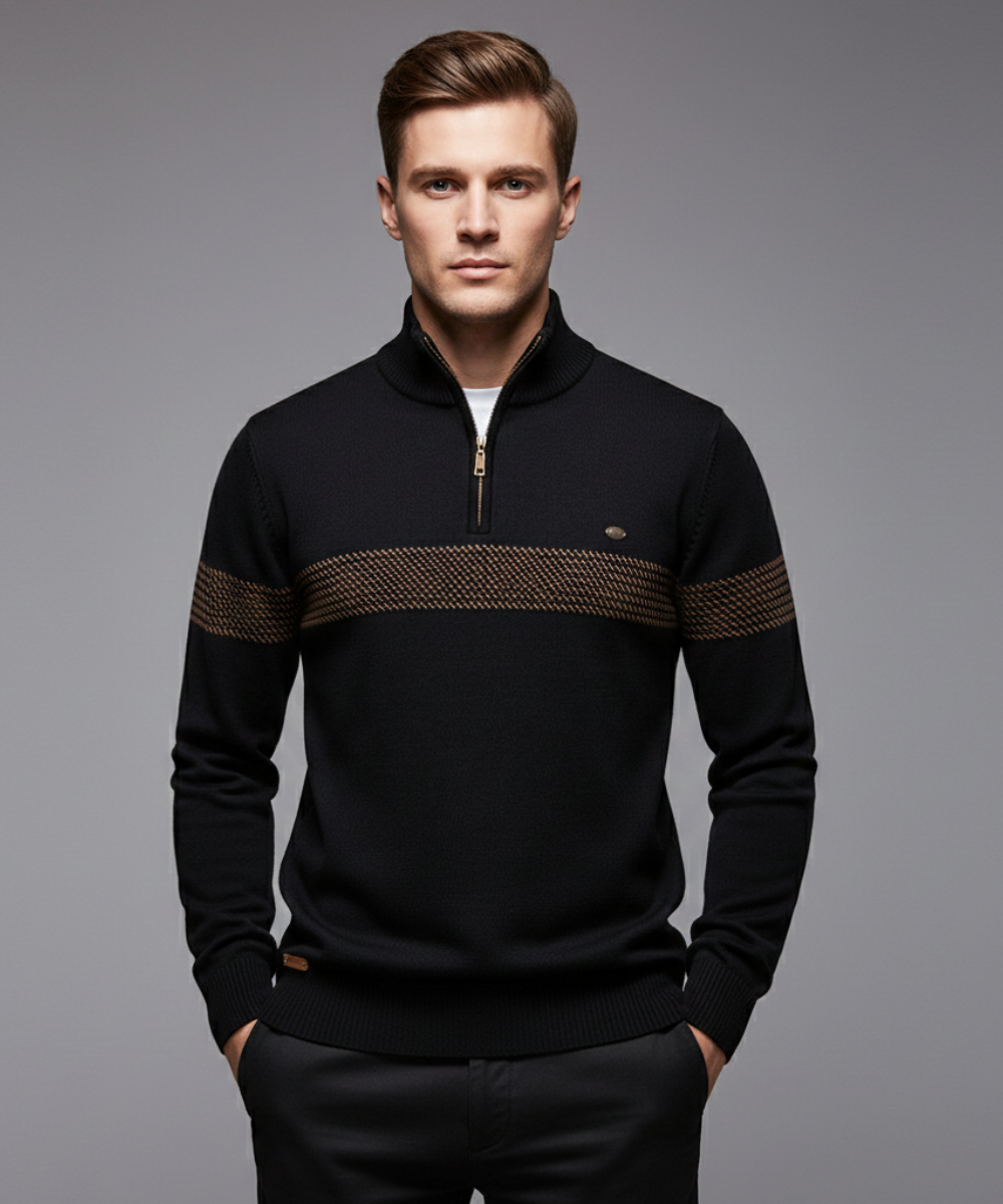 Avora Lyon | Pull zippé pour homme avec détails à rayures