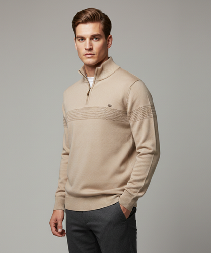 Avora Lyon | Pull zippé pour homme avec détails à rayures