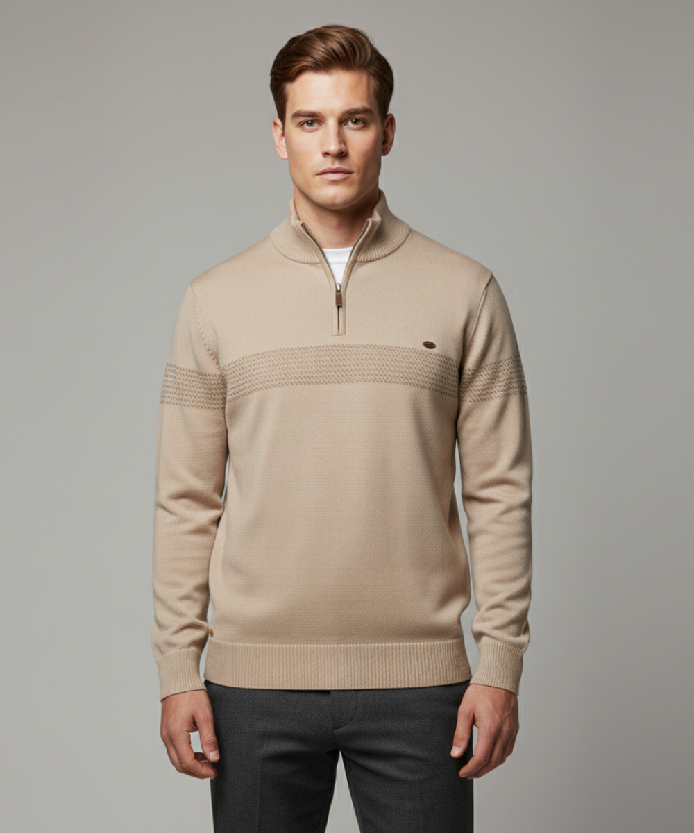 Avora Lyon | Pull zippé pour homme avec détails à rayures