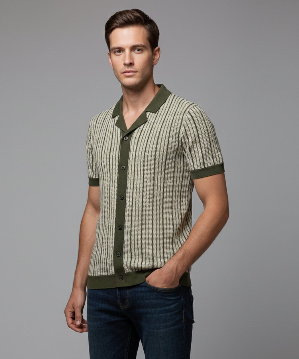 Avora Lyon | Polo rayé à fermeture boutonnée