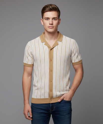 Avora Lyon | Polo rayé à fermeture boutonnée