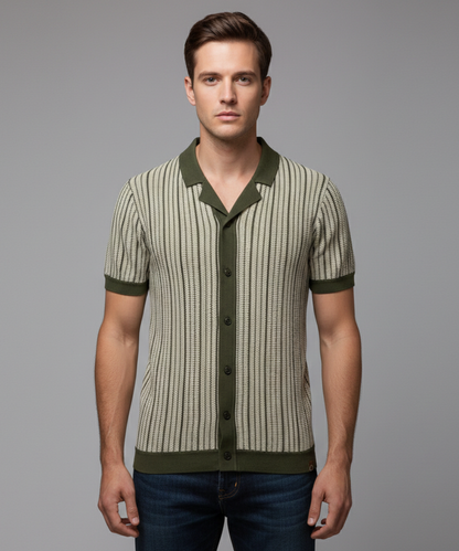 Avora Lyon | Polo rayé à fermeture boutonnée