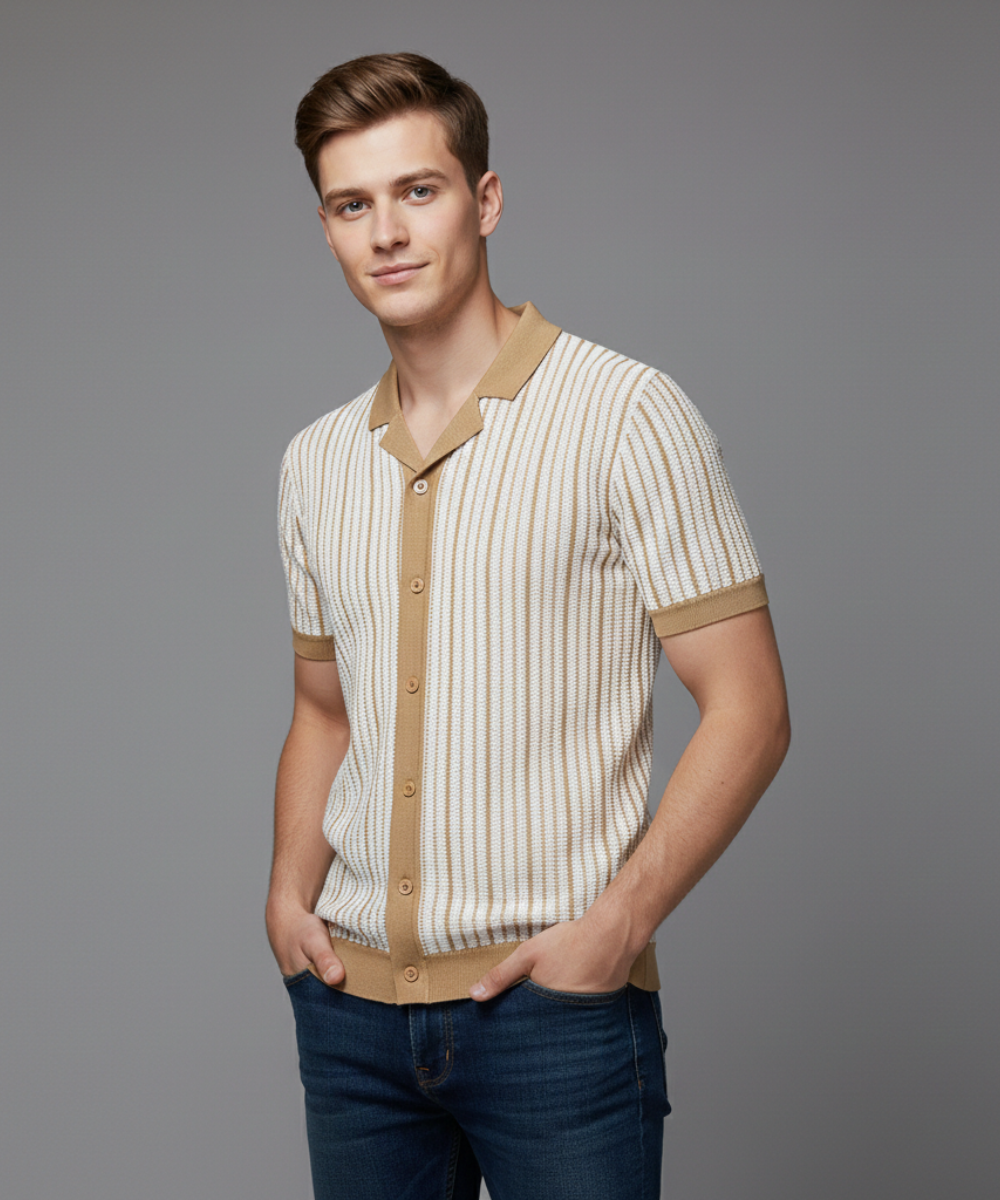 Avora Lyon | Polo rayé à fermeture boutonnée