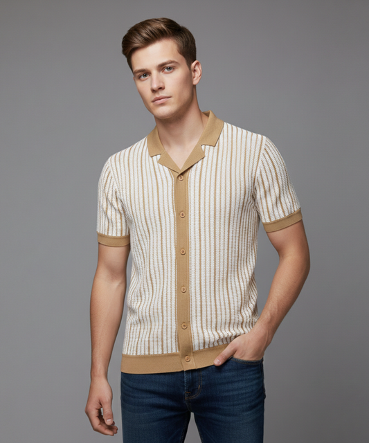 Avora Lyon | Polo rayé à fermeture boutonnée