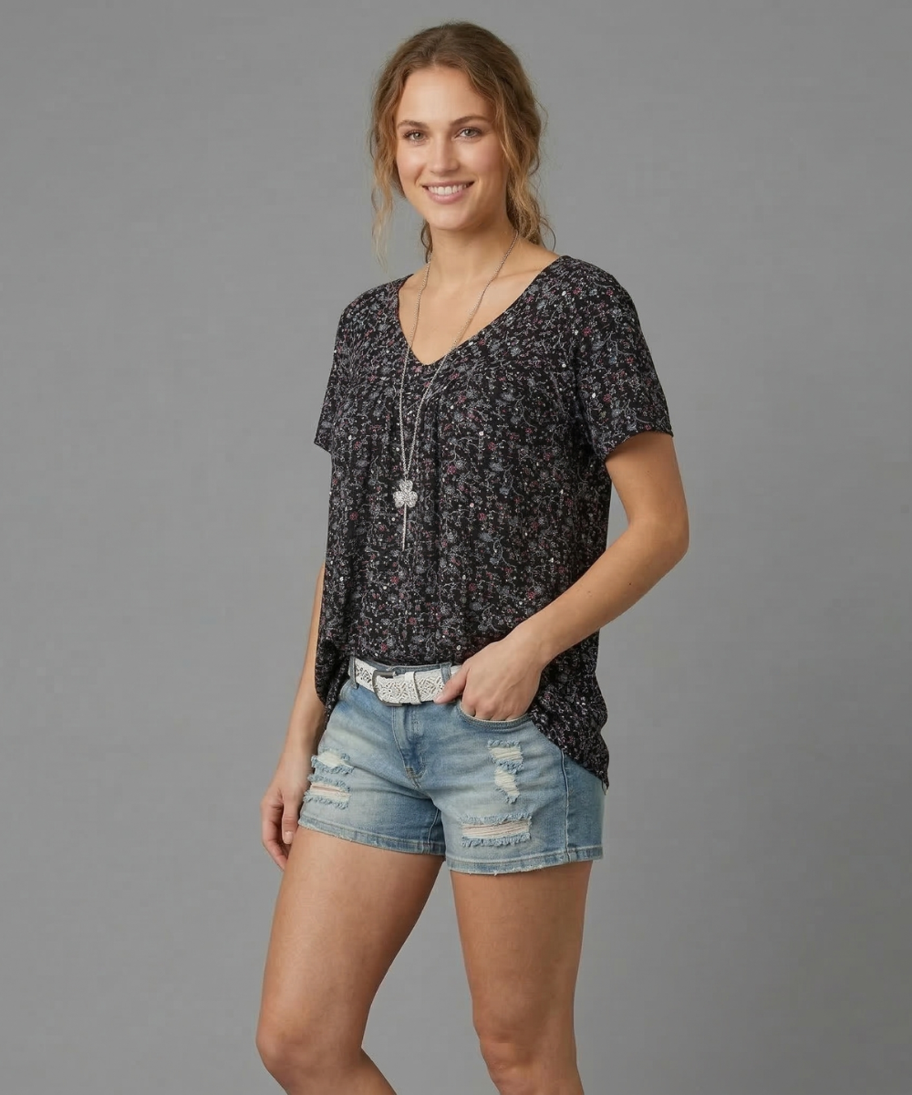 Avora Lyon | T-shirt Flora à col en V