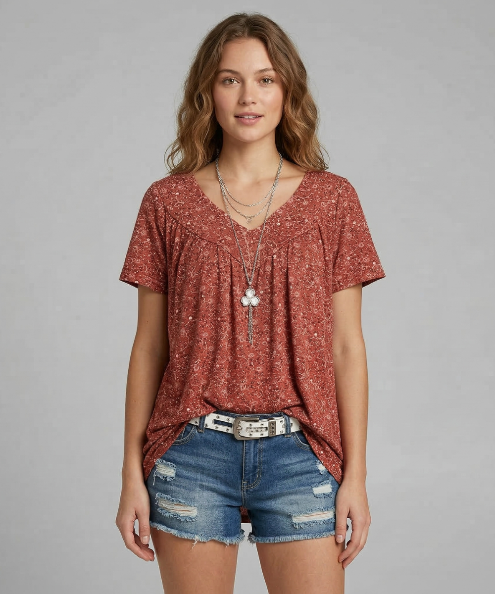 Avora Lyon | T-shirt Flora à col en V