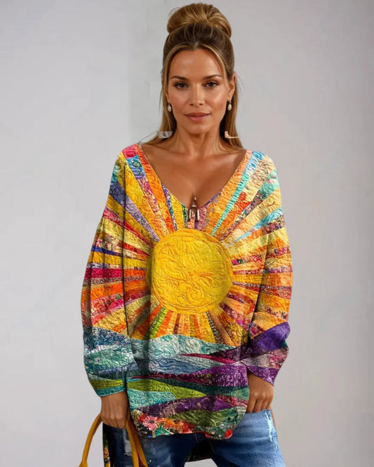 Avora Lyon | Haut artistique à col en V pour femme