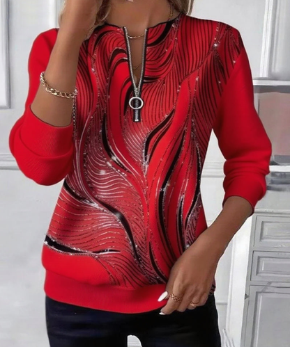 Avora Lyon | Sweat-shirt décontracté imprimé zippé