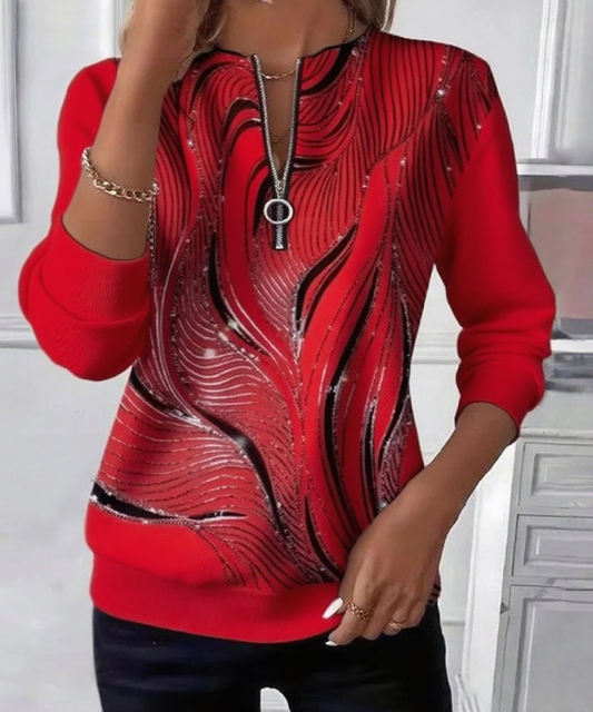 Avora Lyon | Sweat-shirt décontracté imprimé zippé