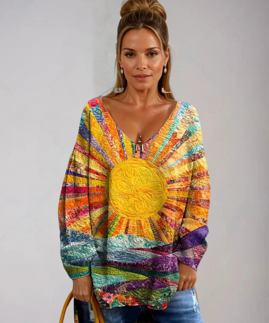 Avora Lyon | Haut artistique à col en V pour femme