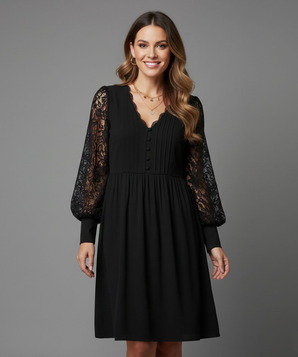 Avora Lyon | Robe Unie À Plissés Et Détails Patchwork