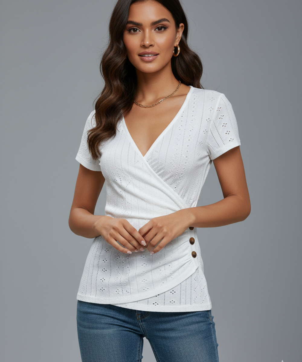 Avora Lyon | T-shirt à manches courtes et col en V pour femme