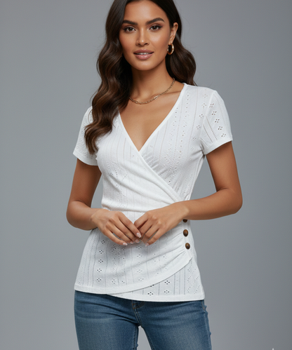 Avora Lyon | T-shirt à manches courtes et col en V pour femme