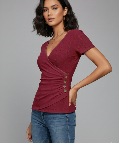 Avora Lyon | T-shirt à manches courtes et col en V pour femme