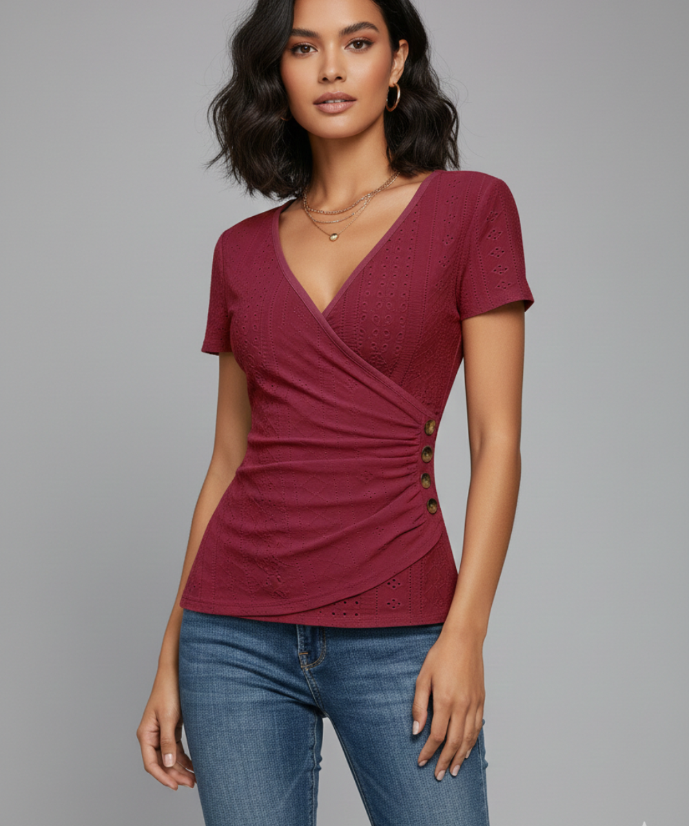 Avora Lyon | T-shirt à manches courtes et col en V pour femme