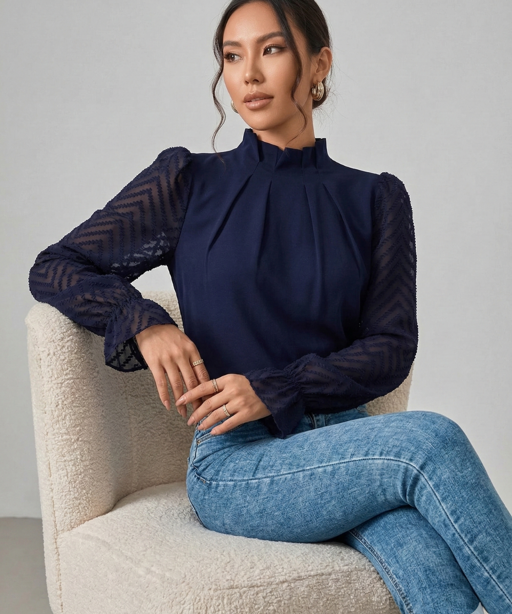 Avora Lyon | Haut à manches longues à motif ondulé