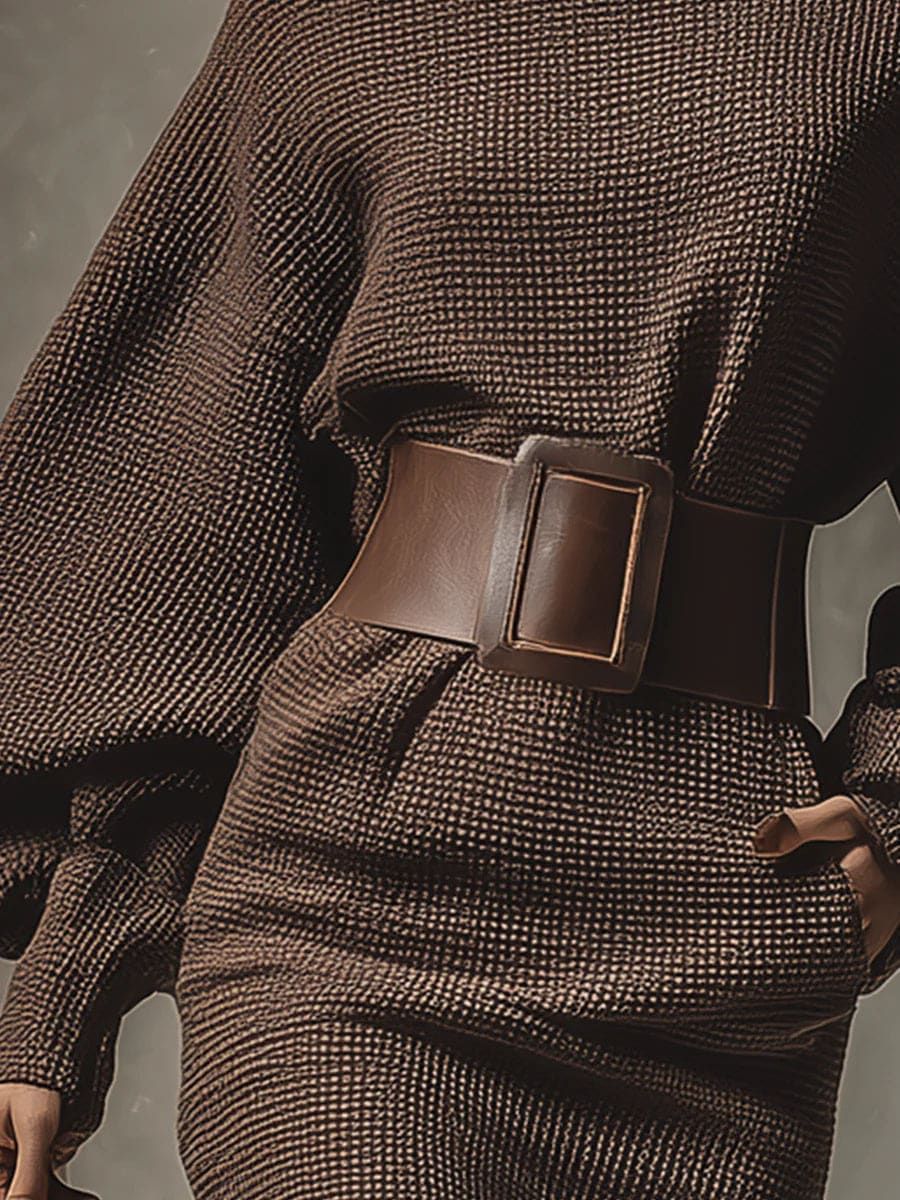 Avora Lyon | Robe maillée courte avec ceinture structurée